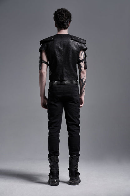 Black Multi-layer Stitching Men's Punk Vest