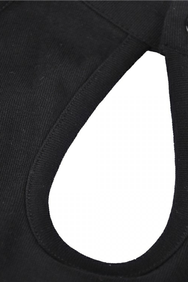 Black Off Shoulder Long Sleeves Lace-Up Mesh Women's Punk Top