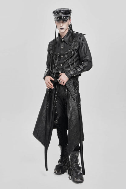 Black D-ring Buckle Zipper Men's Punk Skirt