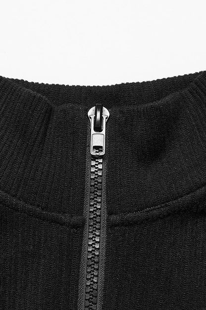 Black Long Sleeves Rivet Zipper Drawstring Men's Punk Blouse