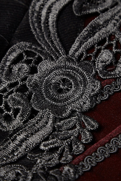 Black 3D Floral Decoration Stand Collar Long Sleeves Womens Gothic Jacket