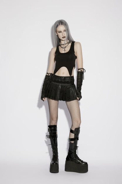 Black Cut-Out Slim Irregular Women's Gothic Handsome Vest