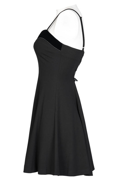 Black Bat Fleece Embroidered Sun Gothic Suspender Women's Dress