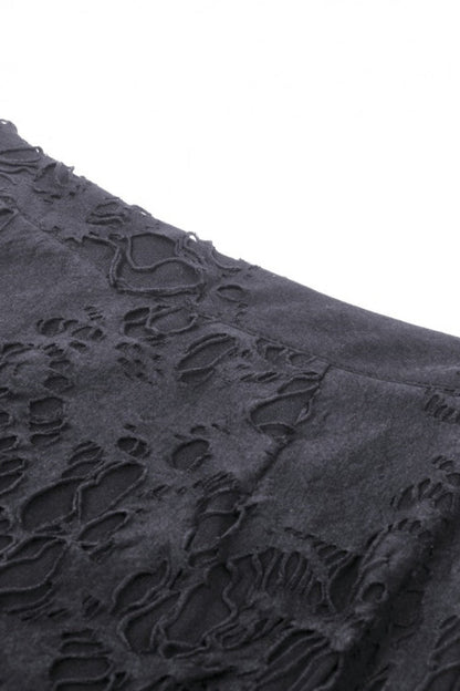 Black Lace-Up Ripped Women's Punk Split Long Skirt