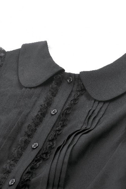 Black Peter Pan Collar Sleeveless Bowknot Pleated Women's Gothic Graduation Dress