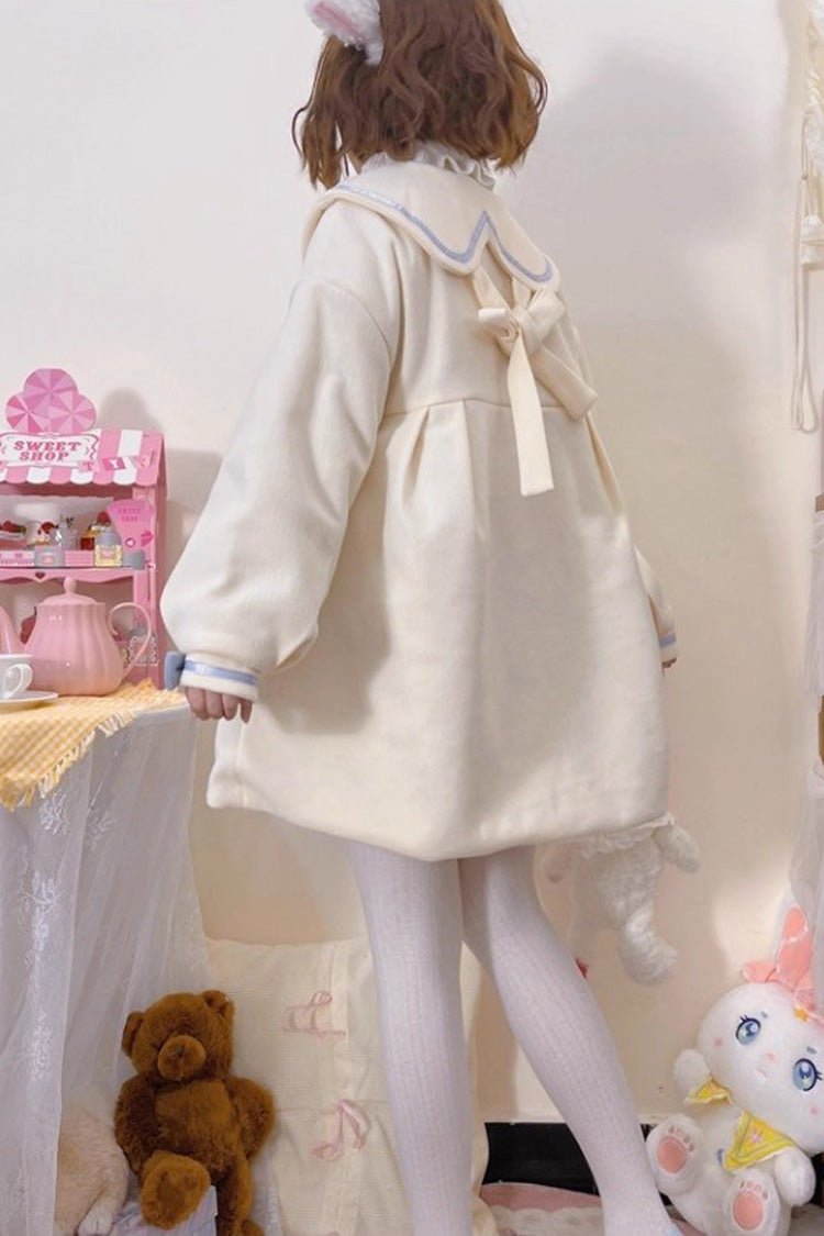 Beige Doll Collar Long Sleeves Bowknot Sweet Lolita Coat