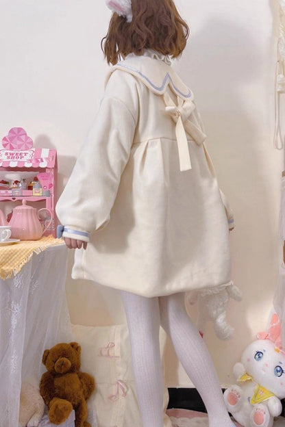 Beige Doll Collar Long Sleeves Bowknot Sweet Lolita Coat