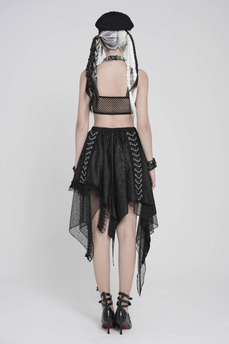 Black Lace-Up Slim Mesh Buckled Women's Punk Heart  Corset