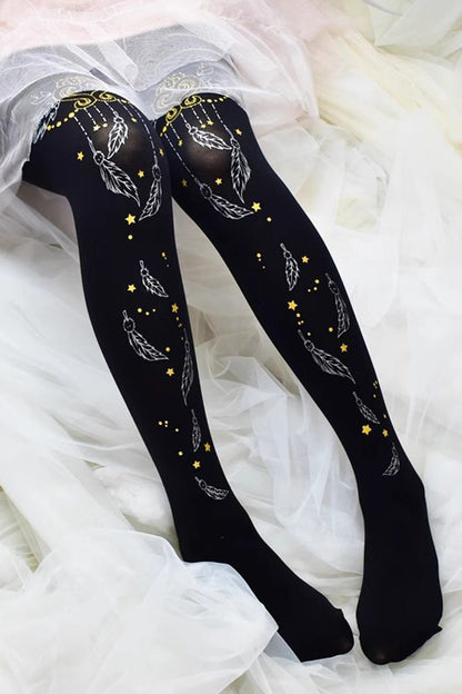 Black Hot Stamping Print Sweet Lolita Pantyhose 13 Styles