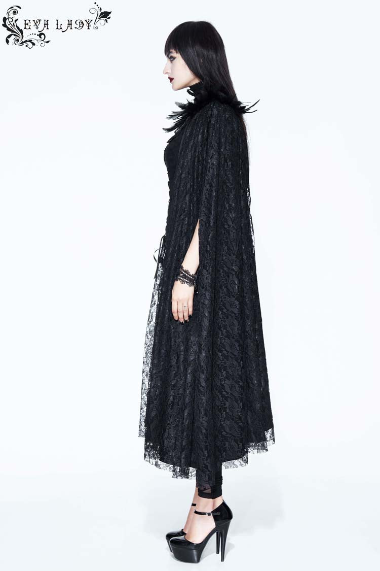 Black Palace Style Lace Long Women's Gothic Cloak