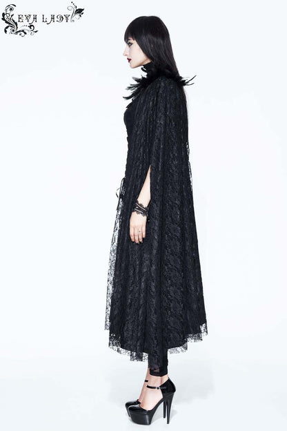 Black Palace Style Lace Long Women's Gothic Cloak