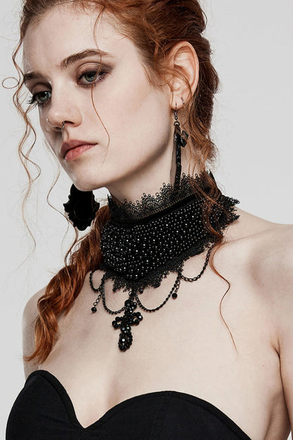 Black Cross Bead Women's Gorgeous Gothic Choker
