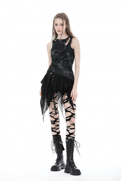 Black High Waisted Irregular Women's Punk Super Mini Skirt