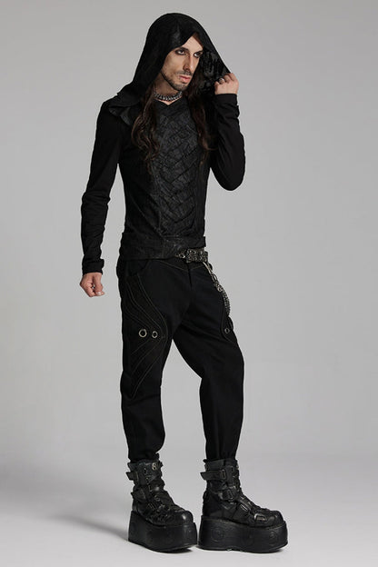 Black Men's Gothic Ring Skull Pants