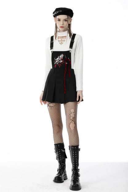 Black Devil Blood Women's Punk Suspender Pleated Skirt