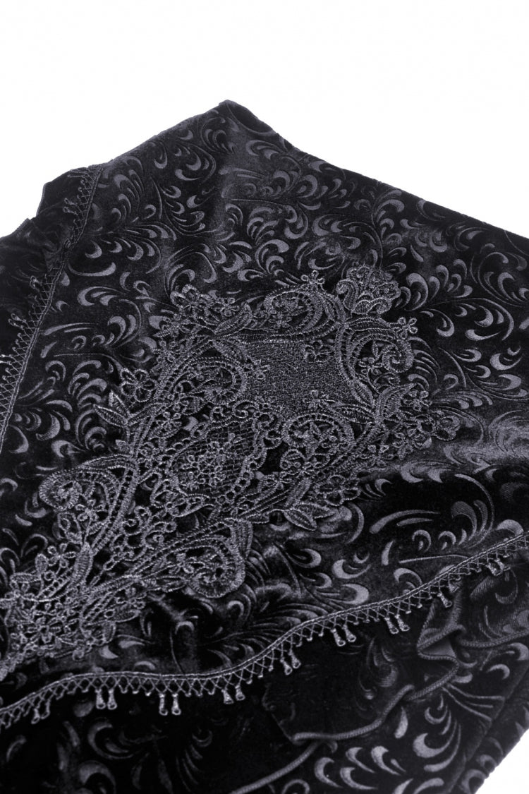 Black Jacquard Lace Lace-Up Women's Gothic Dovetail Wrap Skirt