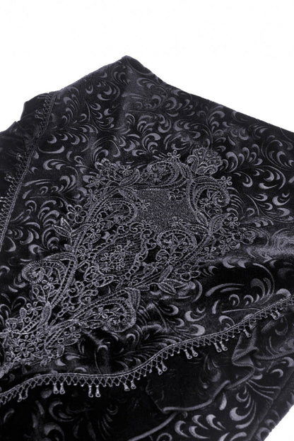 Black Jacquard Lace Lace-Up Women's Gothic Dovetail Wrap Skirt