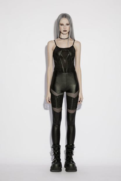 Black Off Shoulder Spliced Slim Mesh Eyelet Women's Punk Cool Corset