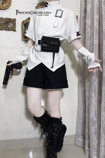 Black Functional Style Ouji Fashion Prince Handsome Lolita Shorts