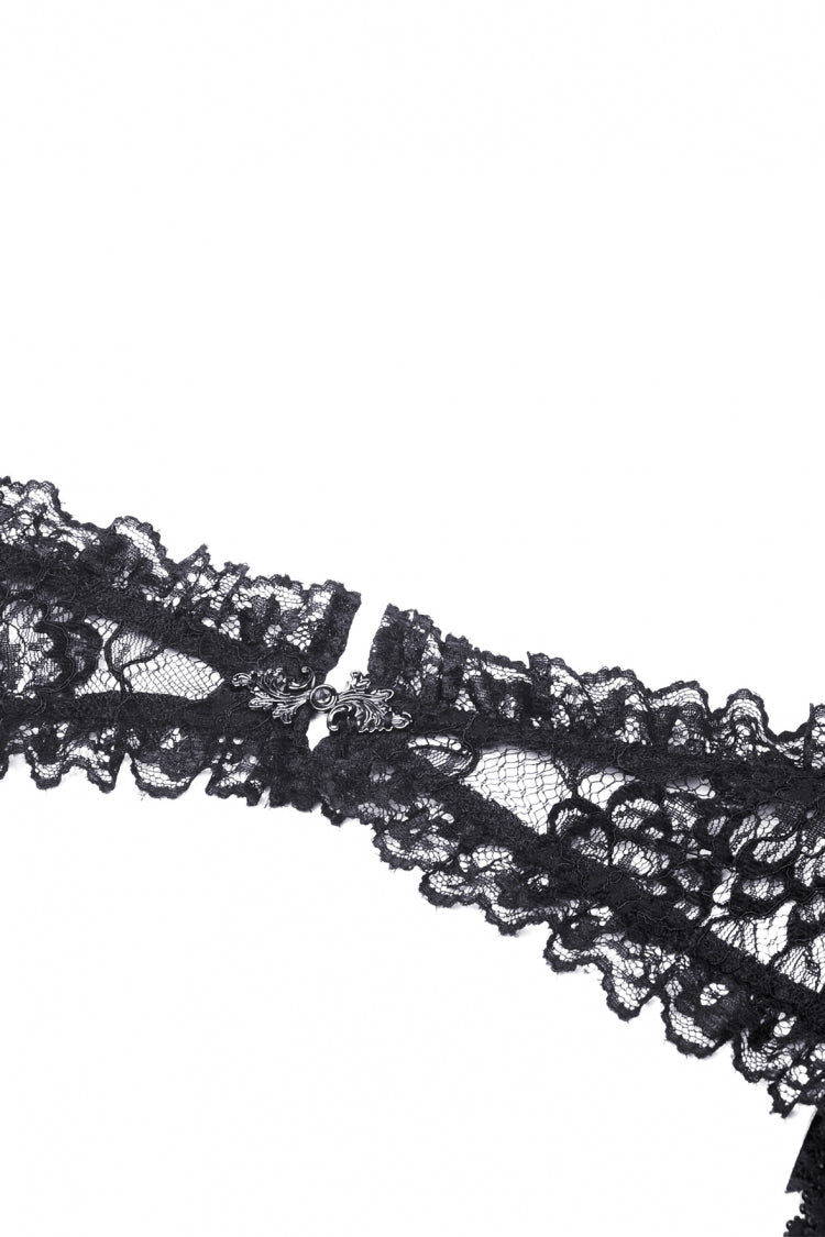 Black Off Shoulder Lace Long Trumpet Sleeves Floral Mesh Women's Gothic Cape