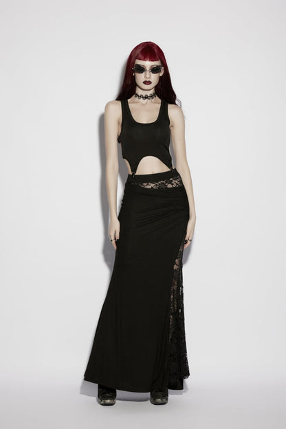 Black Cut-Out Slim Irregular Women's Gothic Handsome Vest