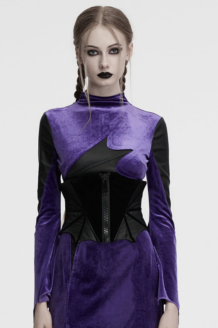 Black Batwing Lace-Up Women's Gothic Underbust Corset