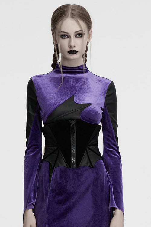 Black Batwing Lace-Up Women's Gothic Underbust Corset
