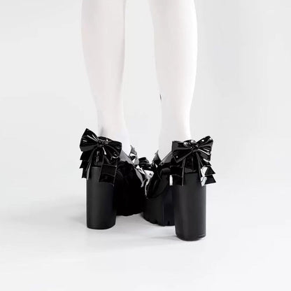 Black Bow Chain Cross Princess Gothic Punk Lolita High Heels