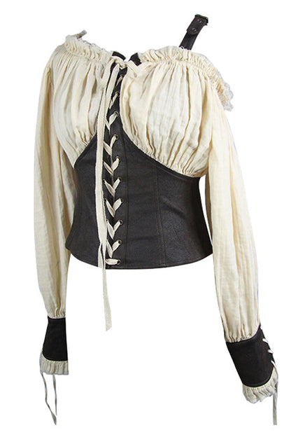 Beige Halterneck Vintage Sexy Slim Womens Punk Blouse