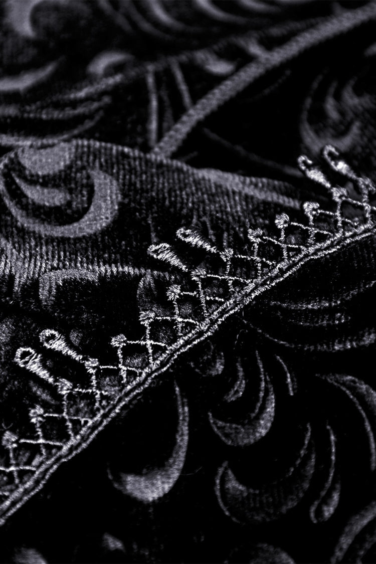 Black Jacquard Lace Lace-Up Women's Gothic Dovetail Wrap Skirt