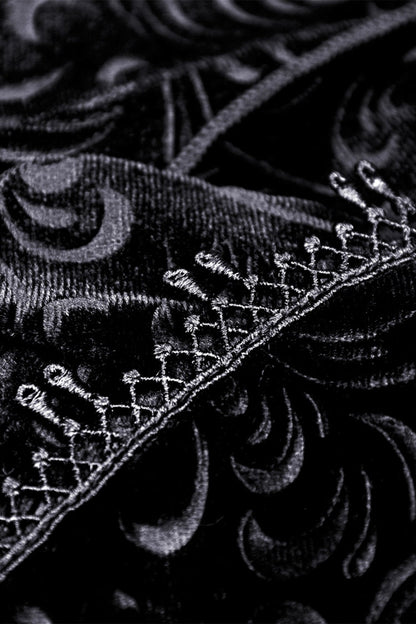 Black Jacquard Lace Lace-Up Women's Gothic Dovetail Wrap Skirt