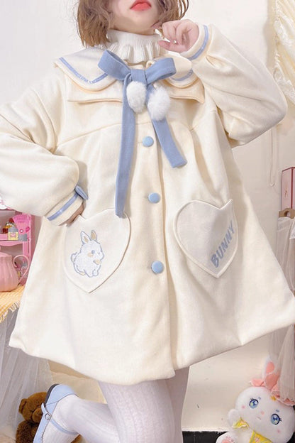 Beige Doll Collar Long Sleeves Bowknot Sweet Lolita Coat