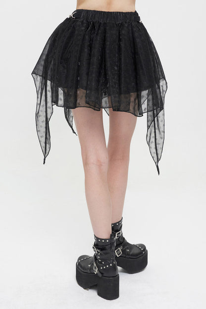 Black Bright Mesh Metal Buckle Decoration Playful And Cute Tutu Short Women's Punk Skirt