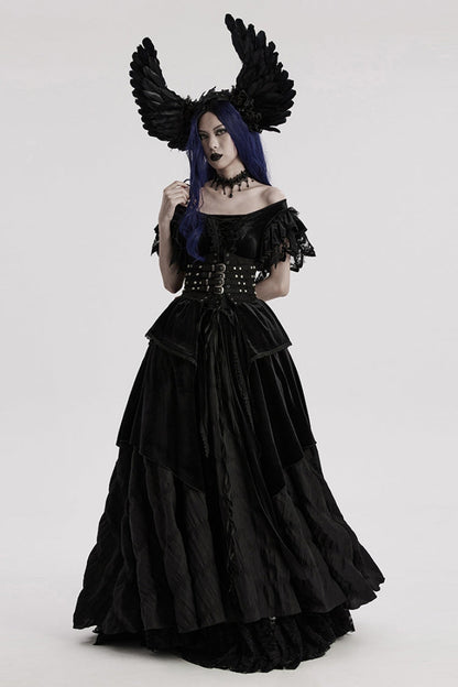 Black Lace Faux Feather Wing Women's Gothic Headwear