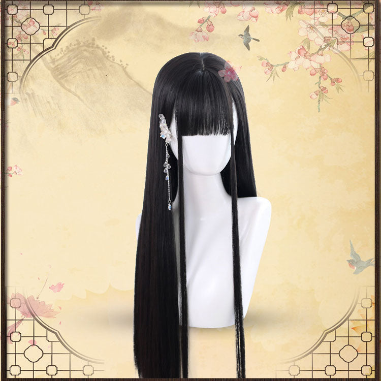 Black Natural Chinoiserie Long Straight Lolita Classic Wigs