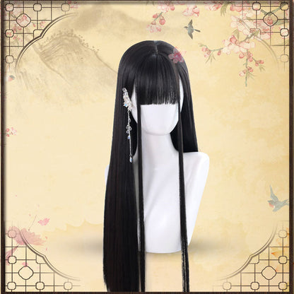 Black Natural Chinoiserie Long Straight Lolita Classic Wigs