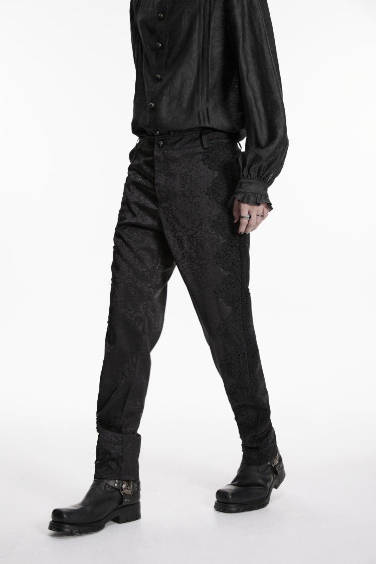 Black Jacquard Slim Men's Gothic Gorgeous Handsome Pants