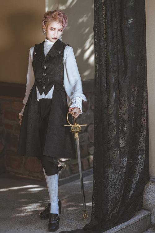 Black Immortal Thorn Endless Daytime Ouji Lolita Long Vest