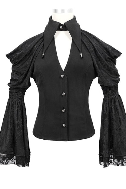 Black Off The Shoulder Trumpet Sleeves Sexy Womens Gothic Blouse