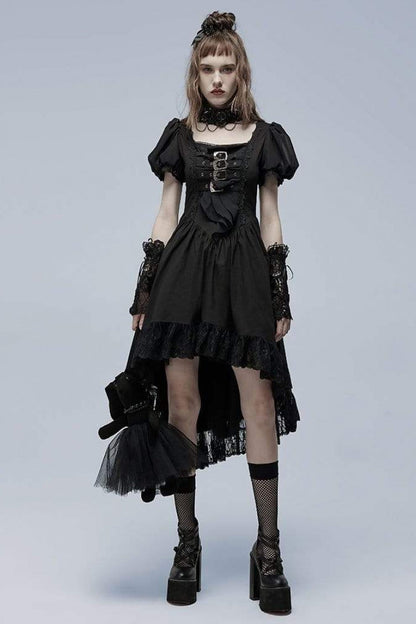 Black Leather Metal Rivets Lace Women's Gothic Chocker