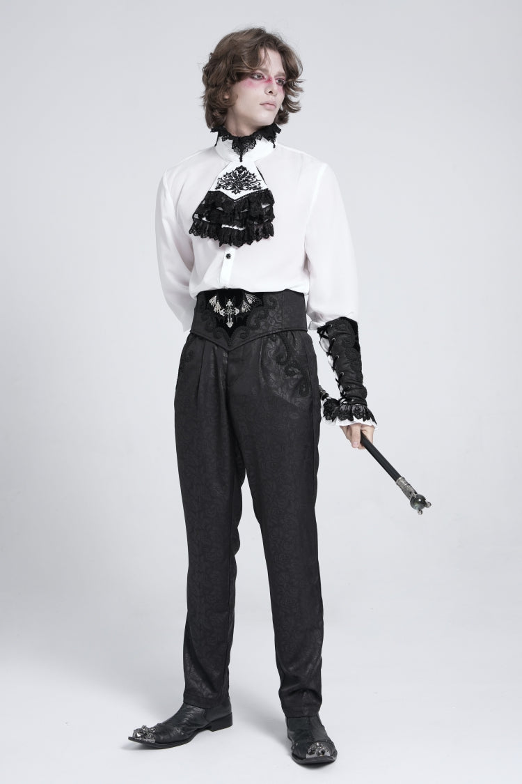 Black Embroidered Lace-Up Men's Gothic Accessory  Bat Embroidered Girdle
