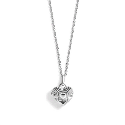 Personalized Fluted Heart Locket Necklace