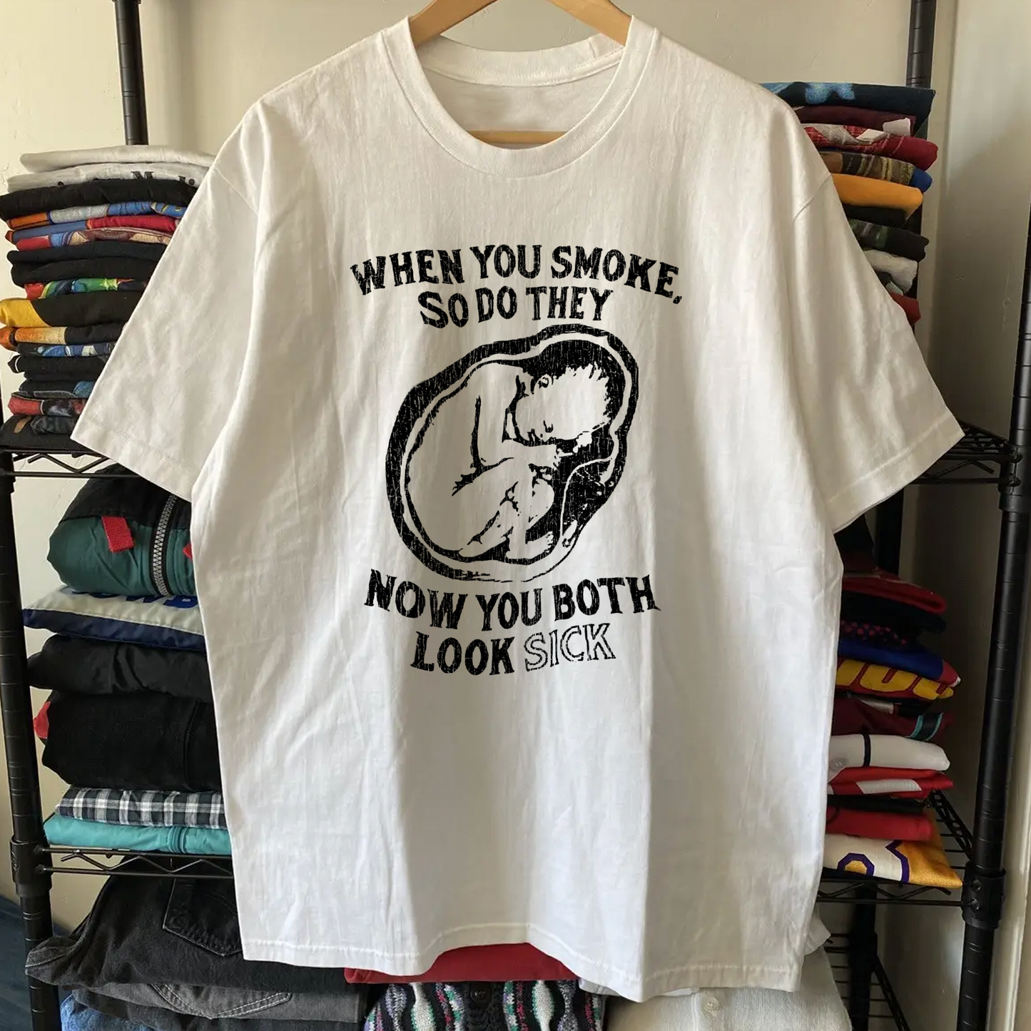 Rare Anti Smoking Washed Black Tee
