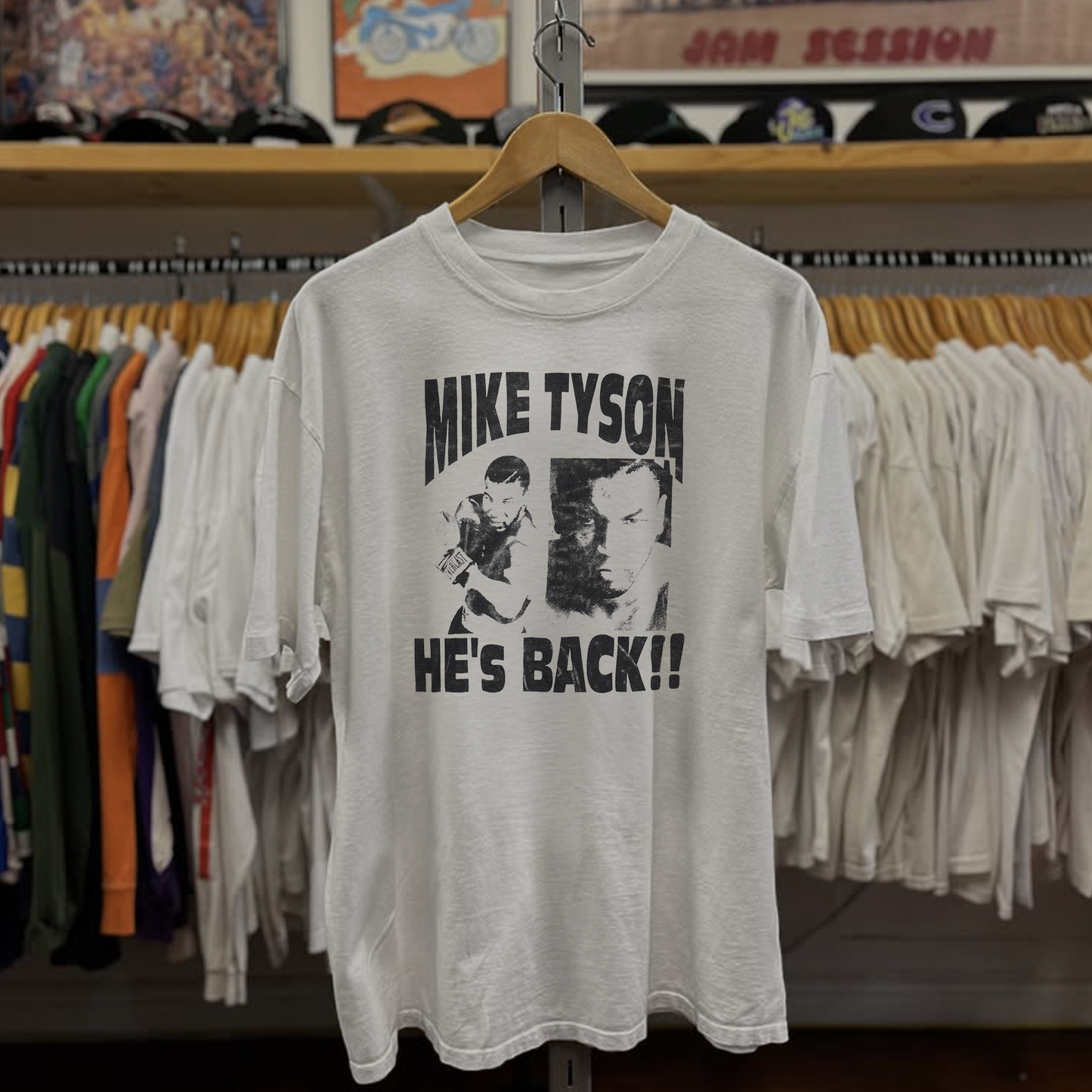 Rare Mike Tyson He's Back Washed White Tee