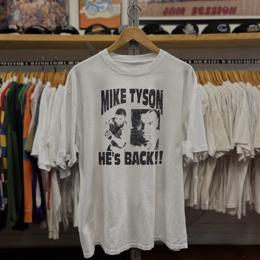Rare Mike Tyson He's Back Washed White Tee