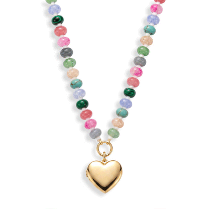 Personalized Semi-Precious Heart Locket Necklace