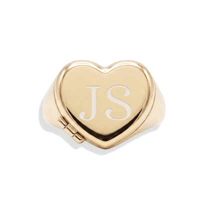 Personalized Heart Signet Locket Ring