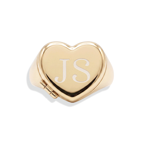 Personalized Heart Signet Locket Ring