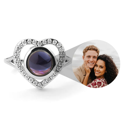Personalized Pavé Heart Photo Ring