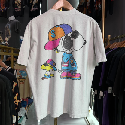 90s Snoopy & Woodstock Hip-Hop Rare Washed White T-Shirt